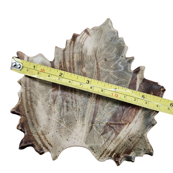 Earthen Candle Co Jackson Tipp City Ohio Leaf Shaped Ceramic Dish Plate Tray - Picture 3 of 5